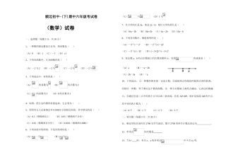 2025年精选哈尔滨市顺迈初中下期中六年级考试数学试题无答案文档