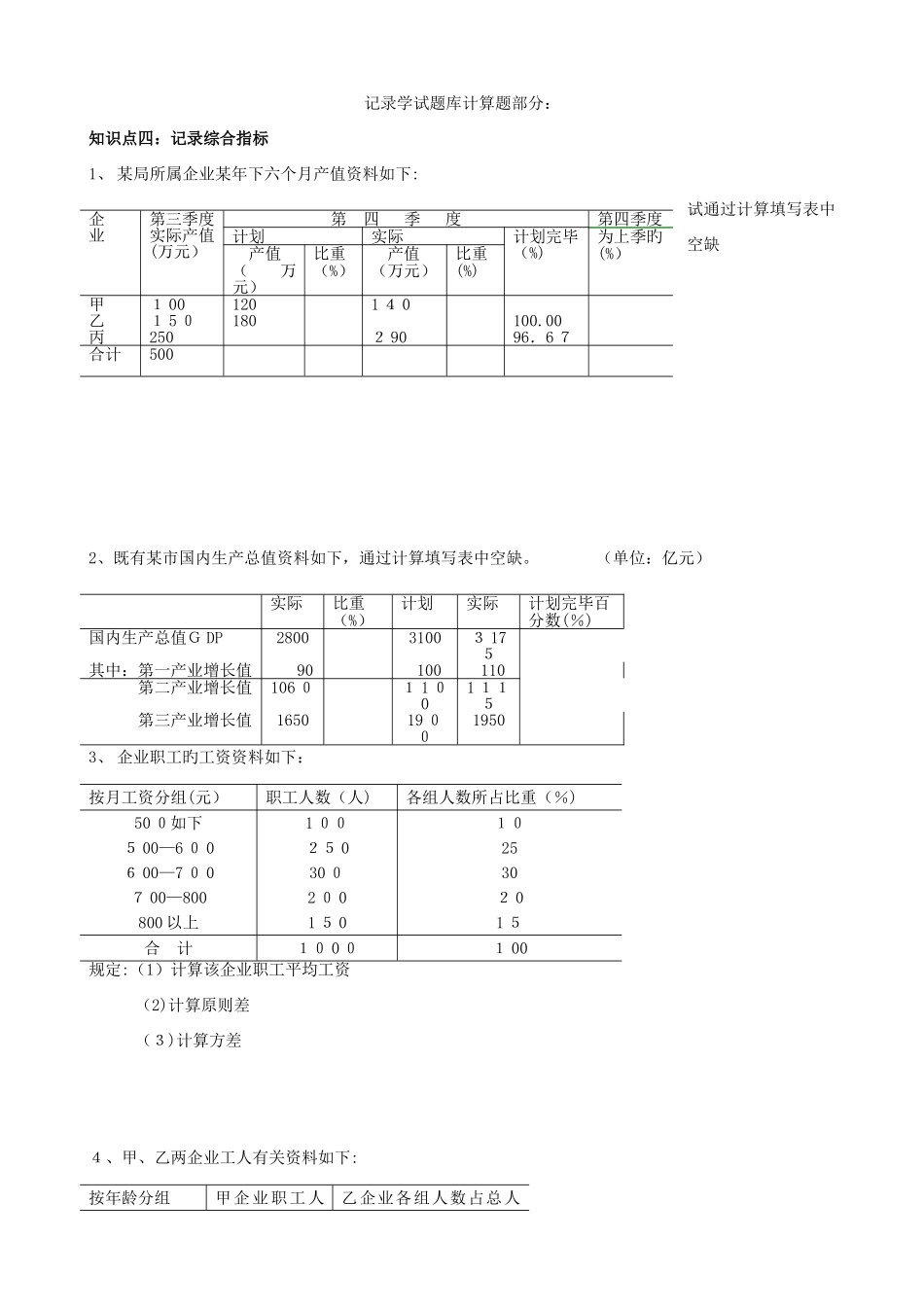 2025年统计学试题库计算题部分概要_第1页