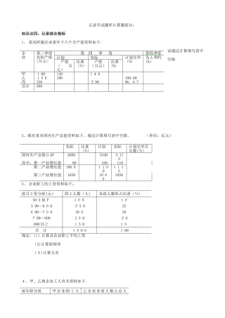 2025年统计学试题库计算题部分概要