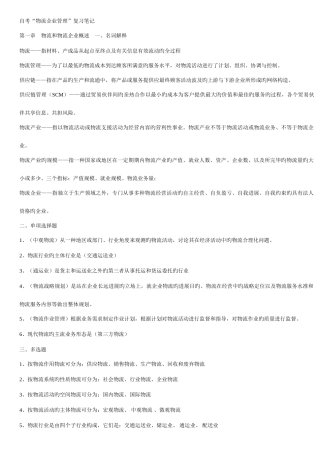 2025年自考物流企业管理复习笔记zss