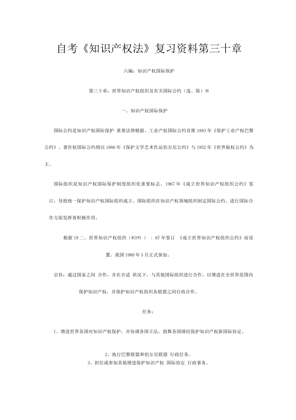 2025年自考知识产权法复习资料第三十章_第1页