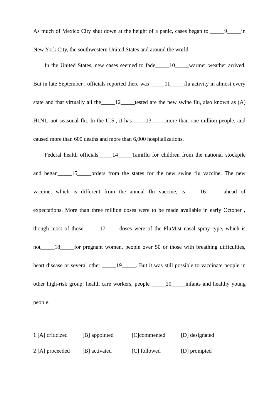 2025年至考研英语二完形填空真题题目打印_第2页