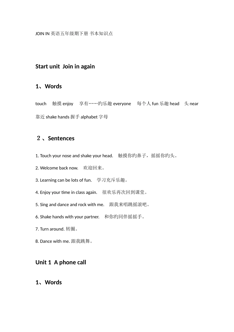 2025年英语五年级期下册课本知识点_第1页