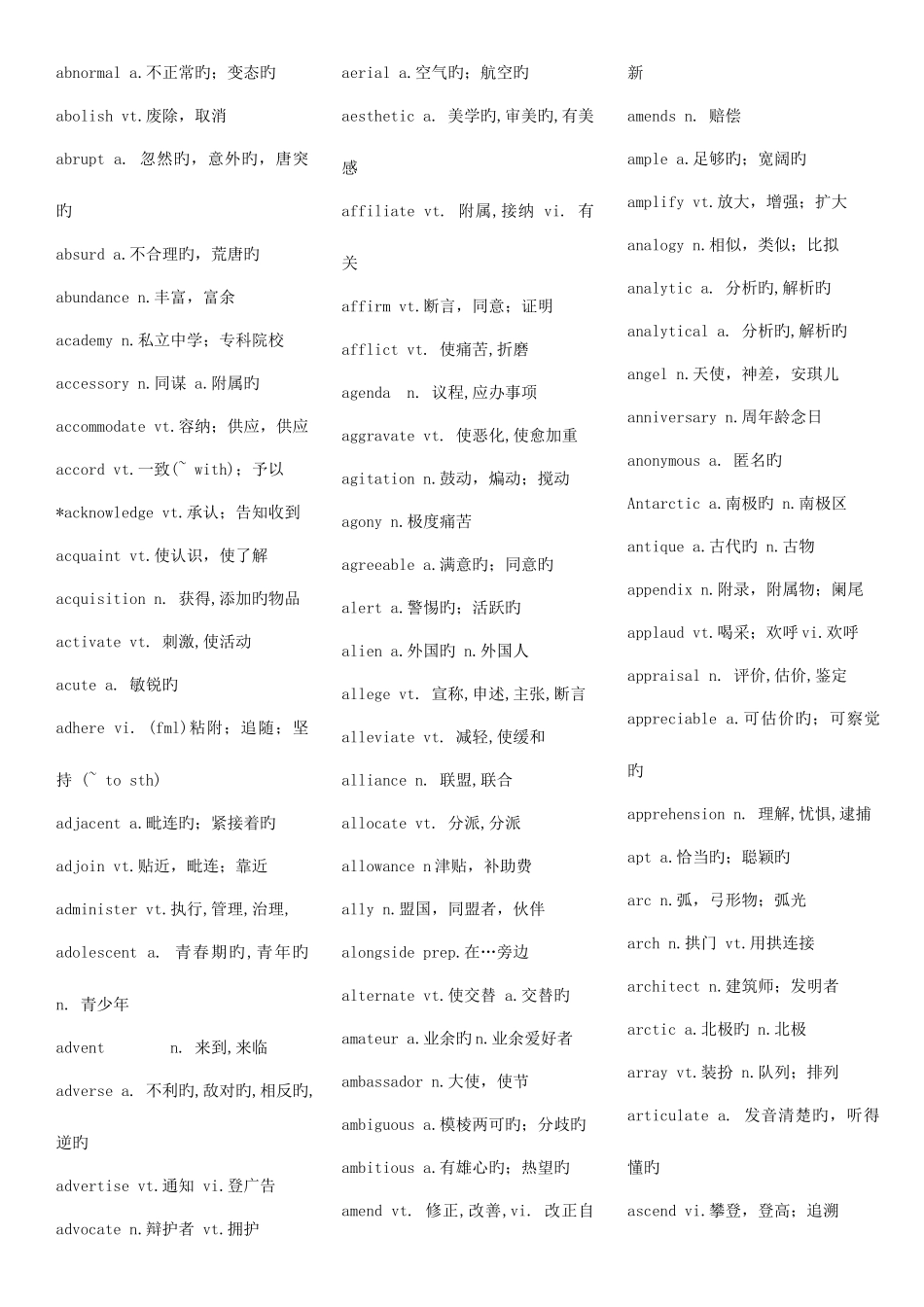 2025年英语六级词汇--可直接_第1页