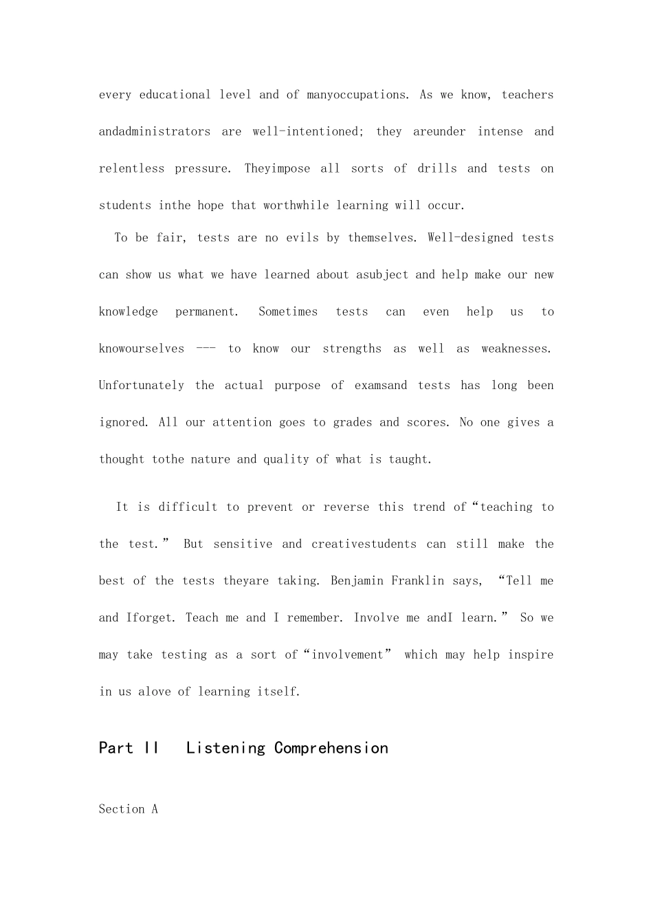 2025年英语期末考试复习范围及两套四级模拟试题答案_第3页