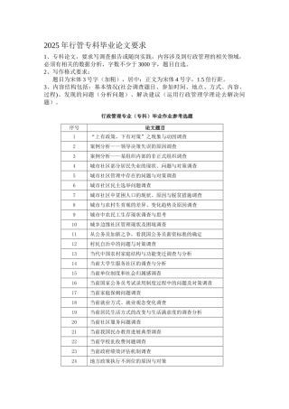 2025年行管专科毕业论文要求