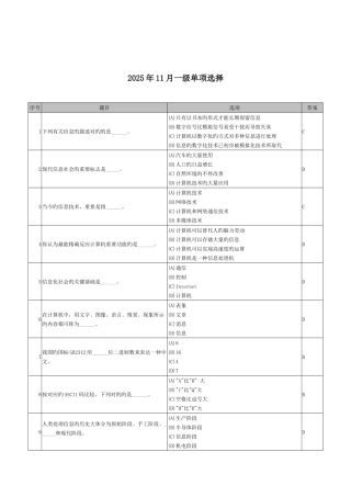 2025年计算机一级考试单选题