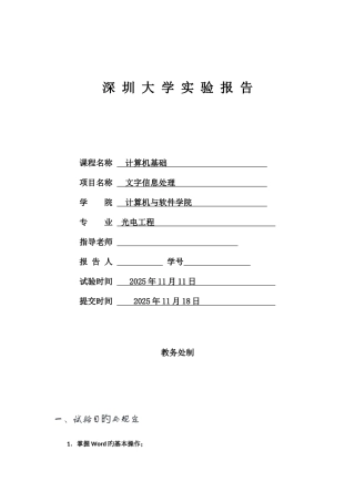 2025年计算机基础文字处理实验报告