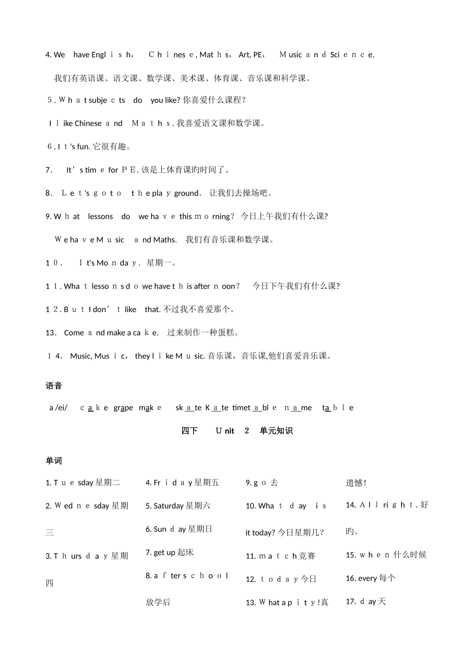 2025年译林英语单词词组句型语音归纳_第2页