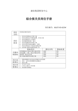 2025年财务中心综合报关员岗位职责