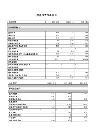 2025年财务报表分析徐工四次作业参考