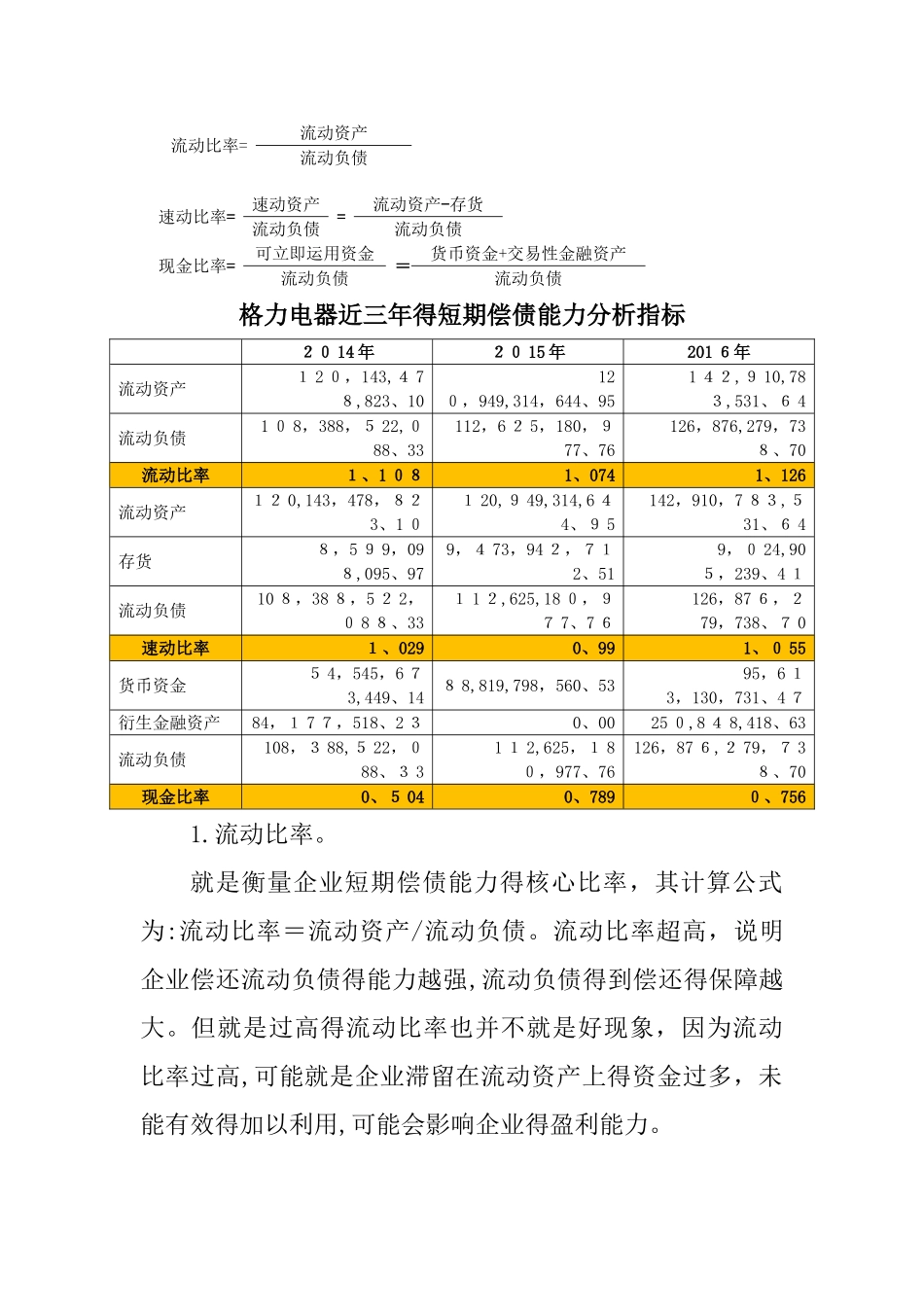 2025年财务报表分析网上作业：任务1格力电器偿债能力分析_第2页
