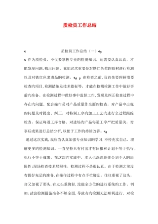 2025年质检员工作总结