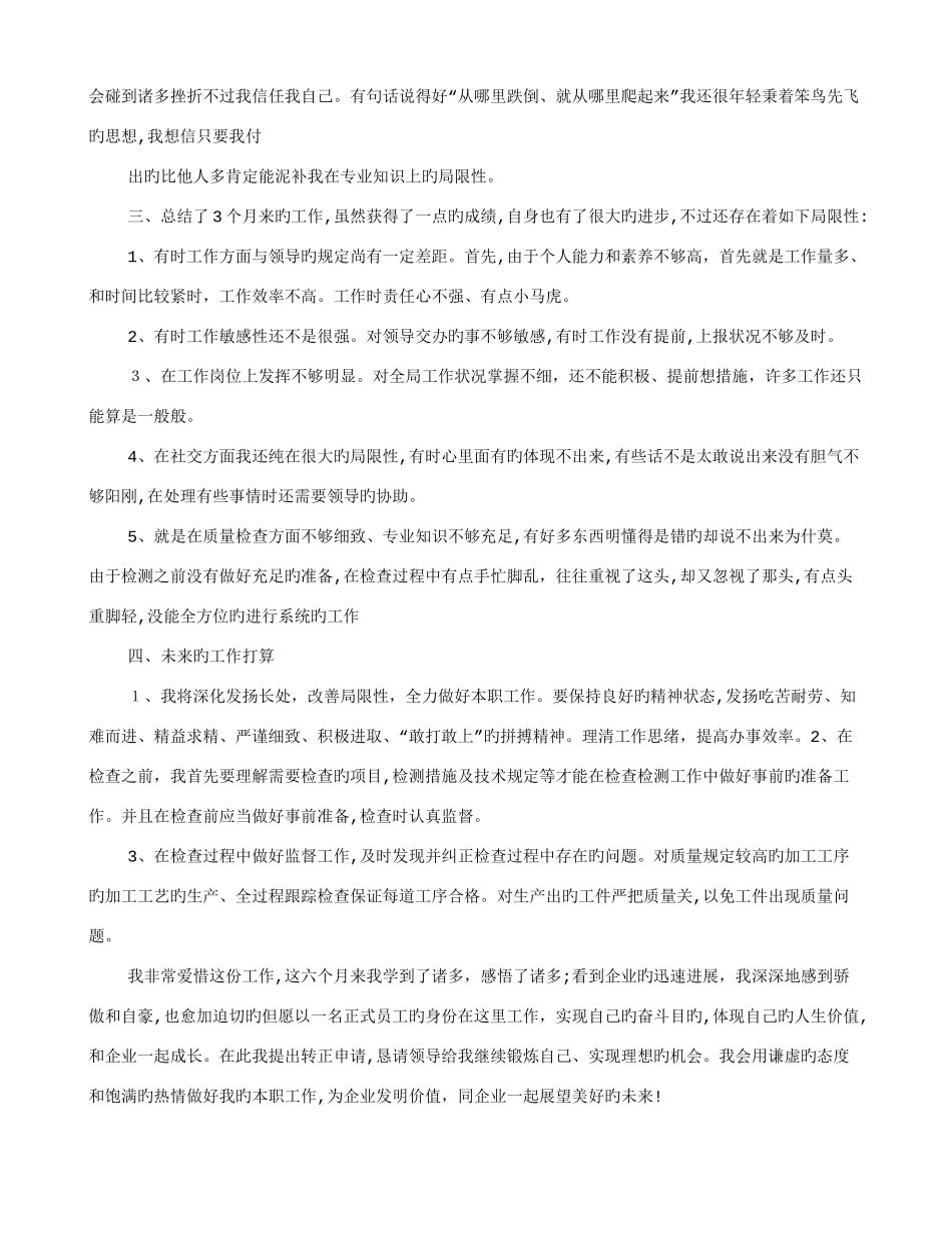 2025年质检员试用期转正工作总结_第2页