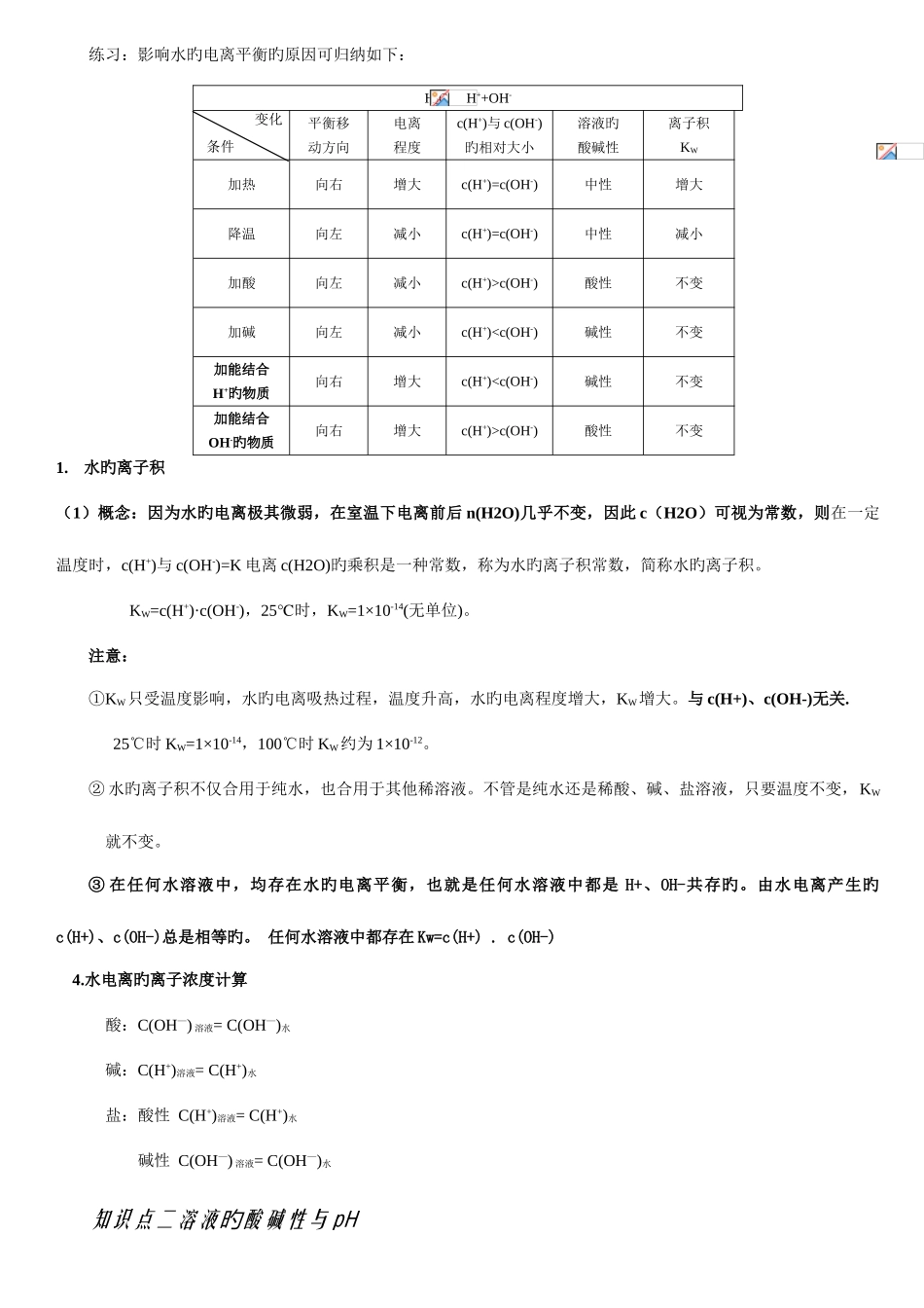 2025年选修第二节水的电离和溶液的酸碱性知识点总结详细_第2页