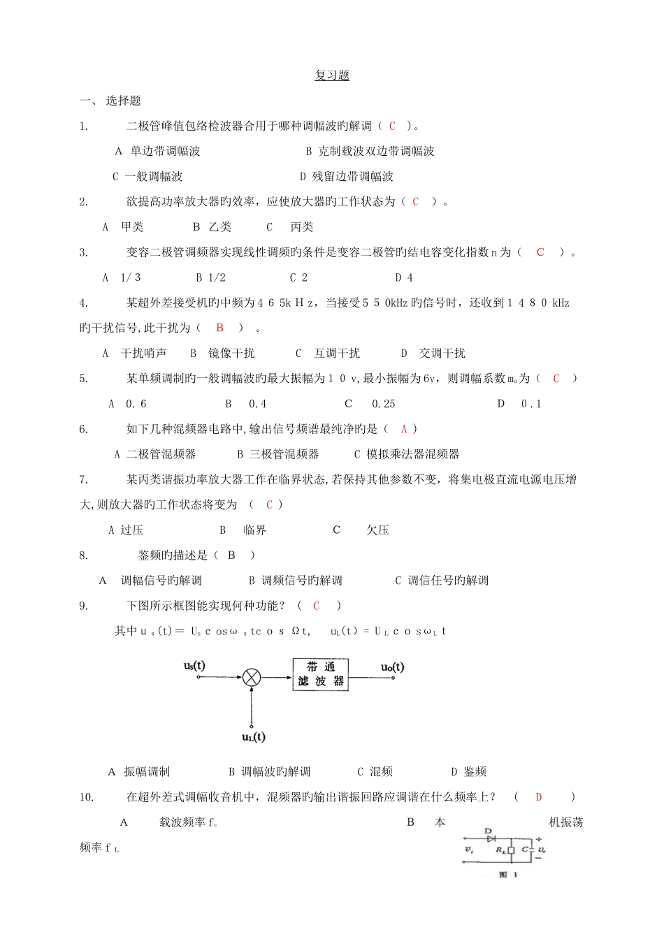 2025年通信电子线路题库答案版要点_第1页