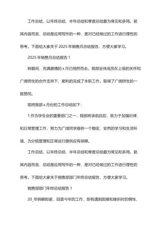 2025年销售月总结报告