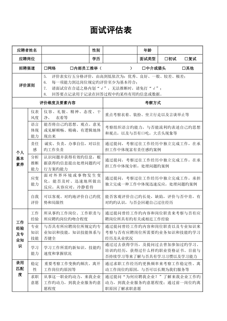 2025年面试评估表个人新_第3页