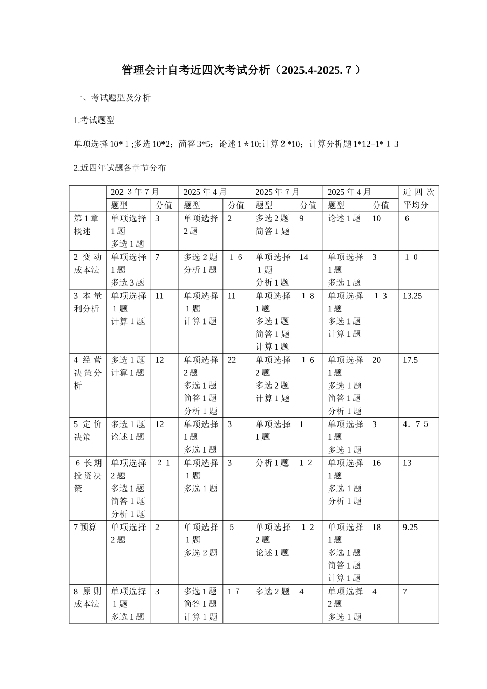 2025年高等教育自学考试管理会计试题整理主观题部分_第1页