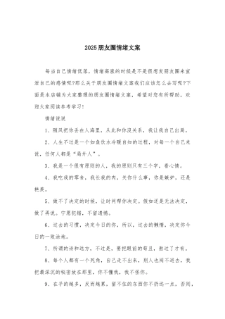 2025朋友圈情绪文案