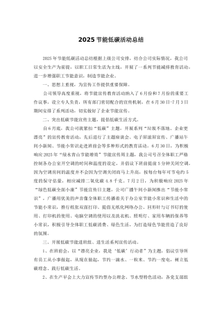 2025节能低碳活动总结