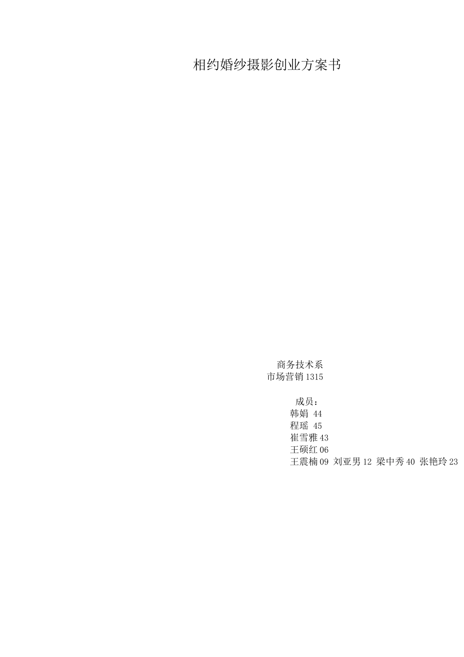 209婚纱摄影商业计划书_第1页