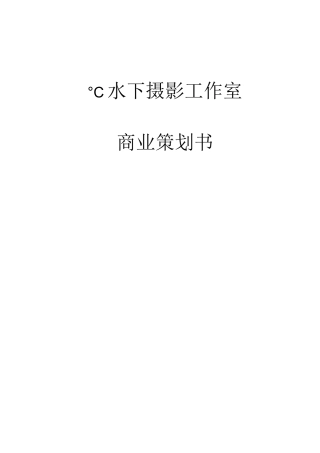 27.3℃水下摄影工作室商业策划书