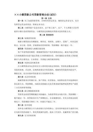 2、××小额贷款公司贷款管理办法