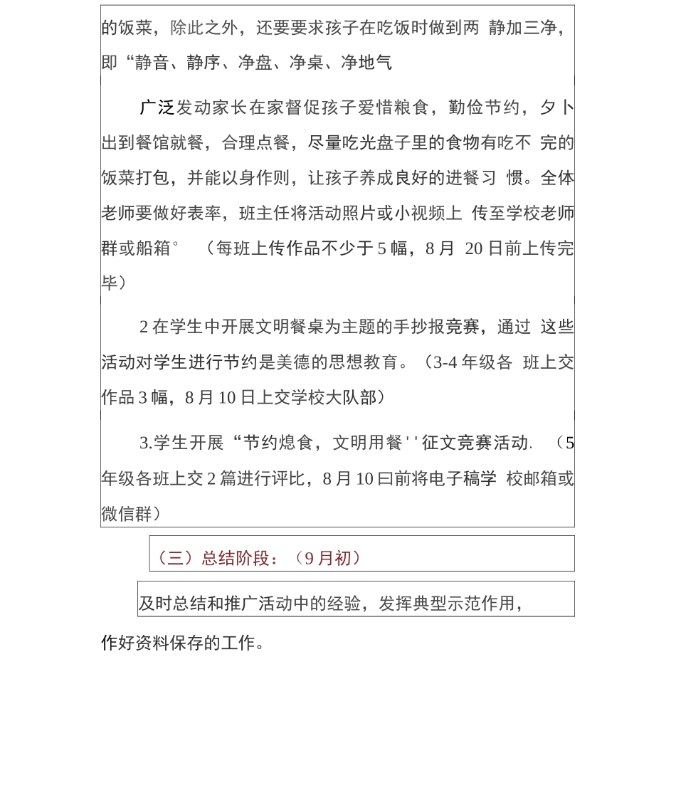 2篇学校节约粮食厉行节约文明餐桌光盘行动活动方案_第3页