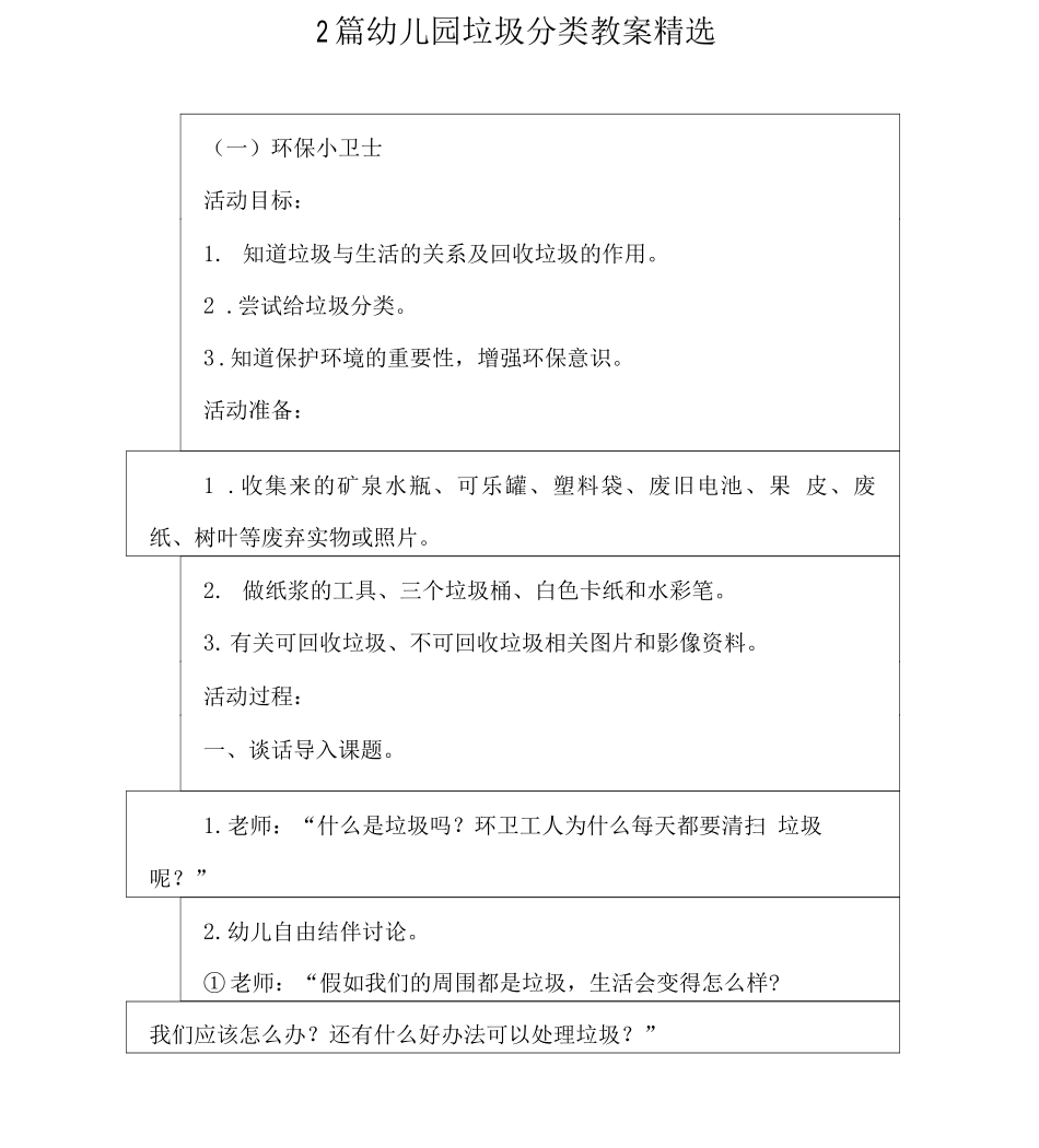 2篇幼儿园垃圾分类教案_第1页