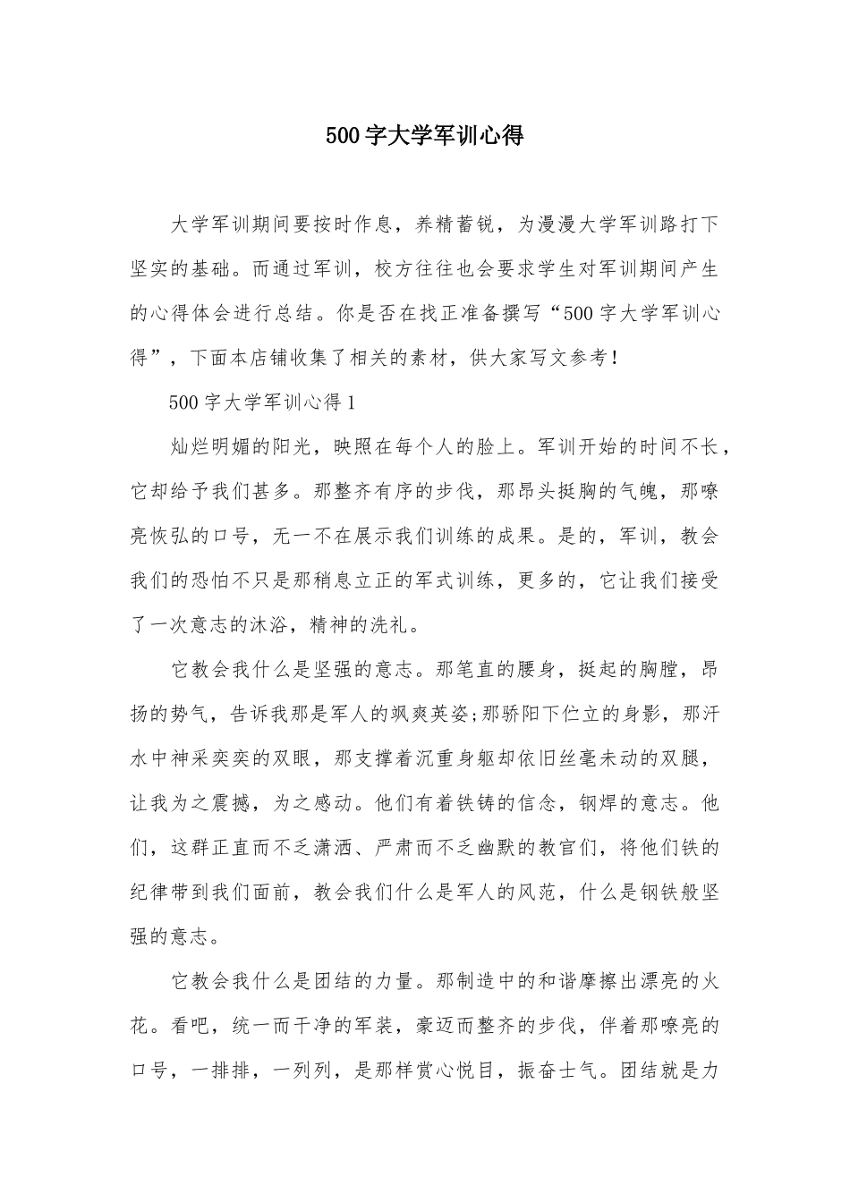 500字大学军训心得_第2页