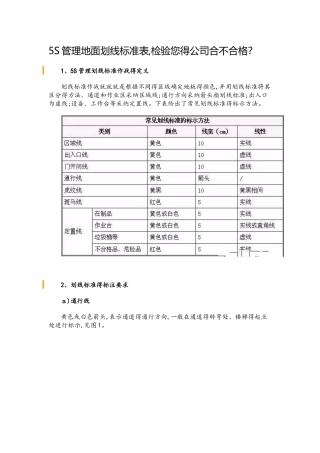 5s管理地面划线标准表