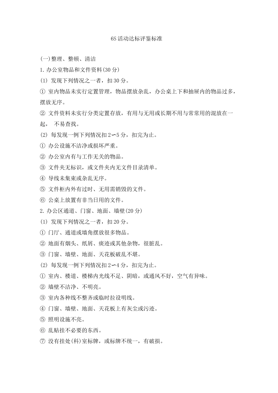 6S活动达标评鉴标准_第1页