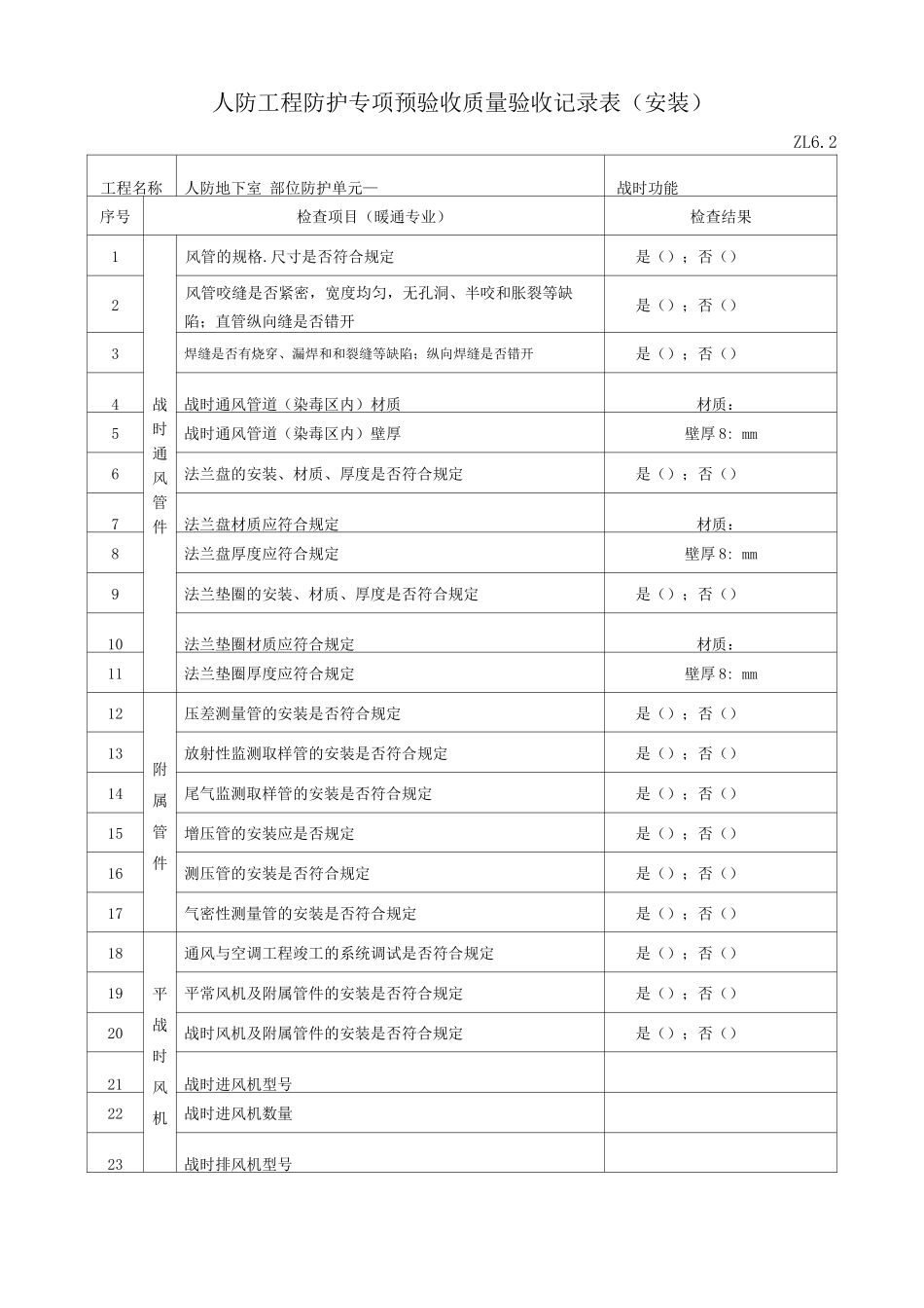 6人防工程防护专项预验收质量验收记录表ZL6._第2页