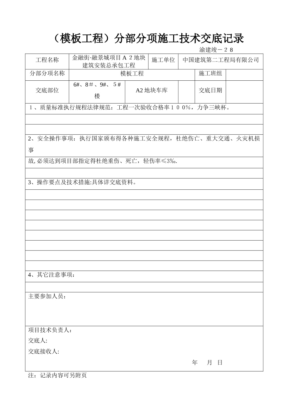 A2地块快拆架施工方案技术交底_第1页