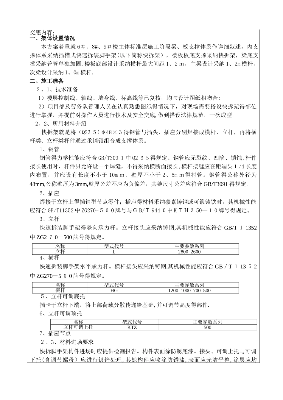 A2地块快拆架施工方案技术交底_第2页