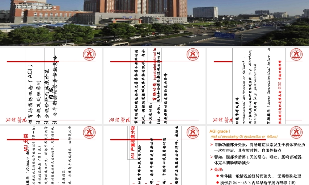 AGI分级的临床意义和早期肠内营养讲义