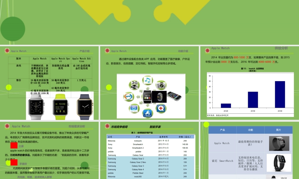 AppleWatch市场分析报告PPT专业课件
