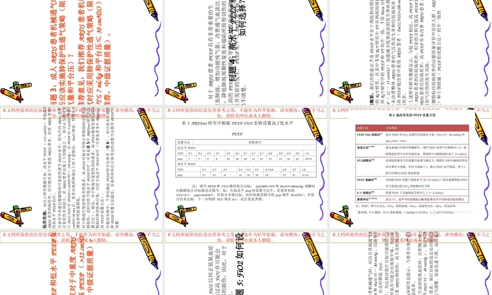 ARDS机械通气指南培训课件