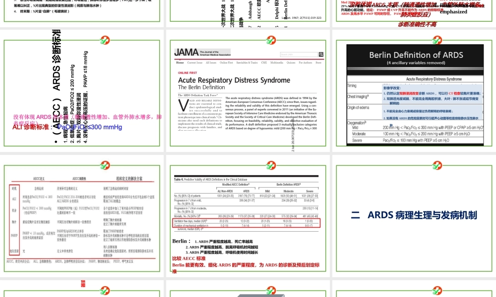 ARDS诊断和治疗指南医学知识讲解讲义