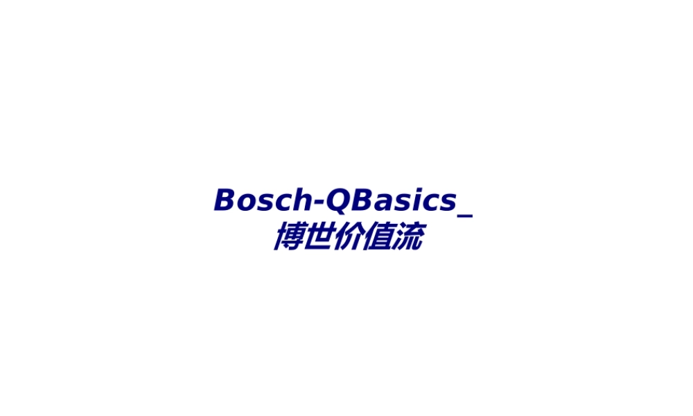 BoschQBasics博世价值流专题培训课件