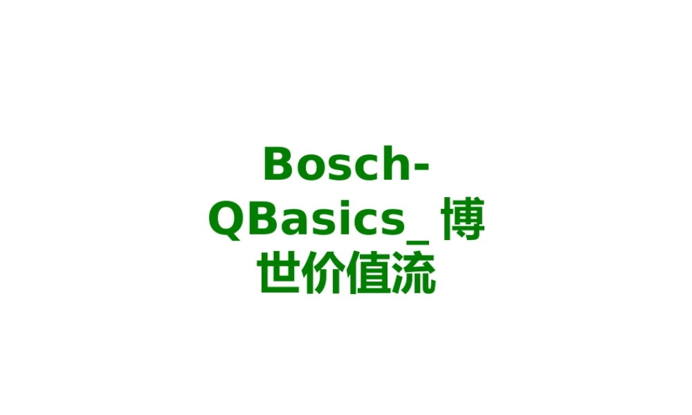 BoschQBasics博世价值流经典课件