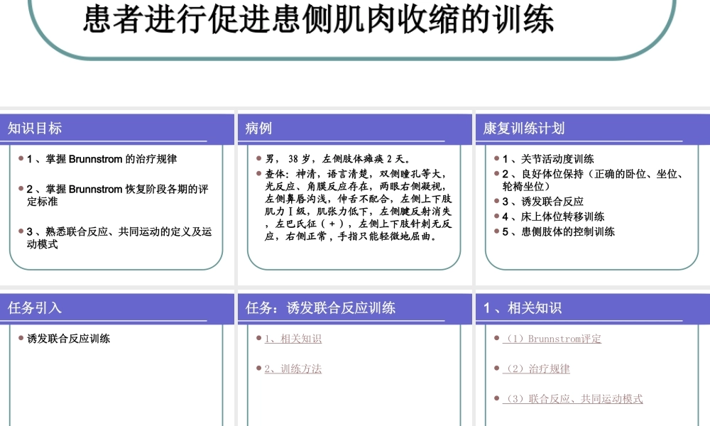 Brunnstrom恢复阶段期的康复训练-医学课件