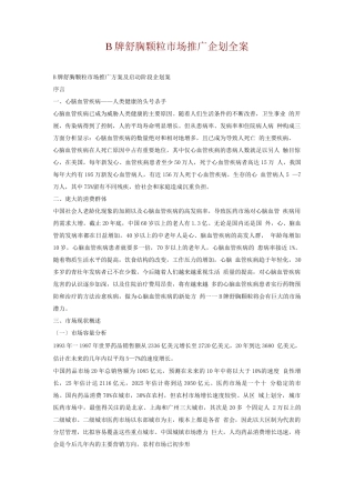 B牌舒胸颗粒市场推广企划全案