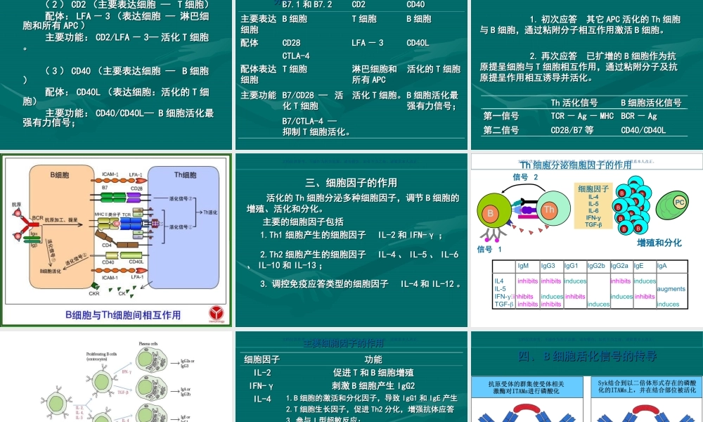 B细胞介导的体液免疫应答课件