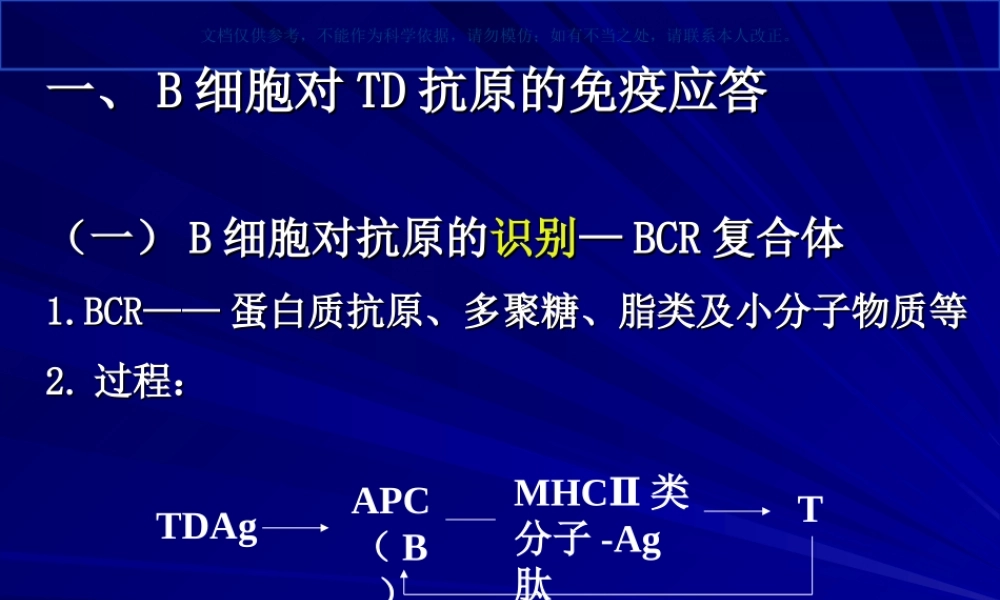 B细胞对抗原的识别和免疫应答课件