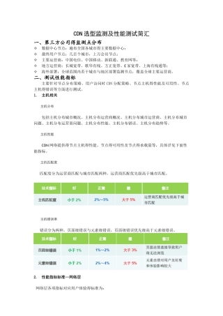 CDN选型监测及性能测试简汇