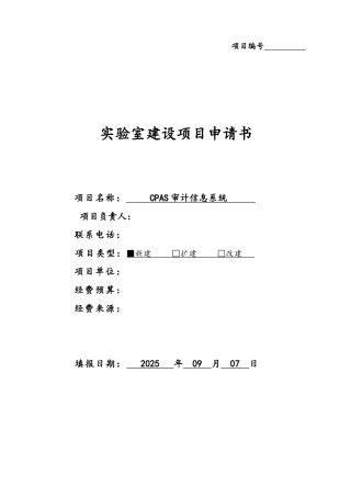 CPAS审计信息系统项目申请书