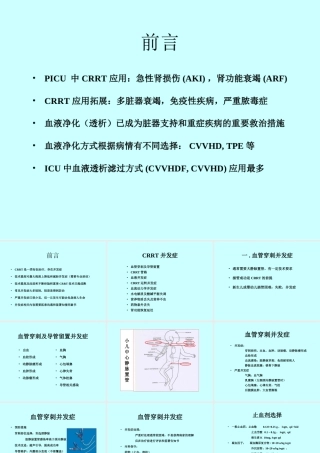 CRRT并发症和处置优质PPT课件