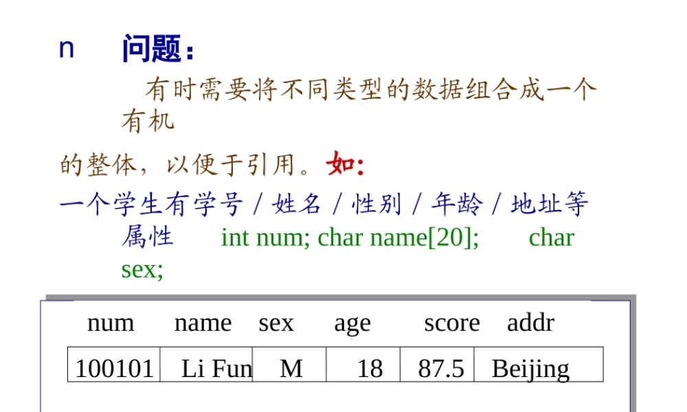 C语言程序设计结构体和共用体完整版PPT专业课件